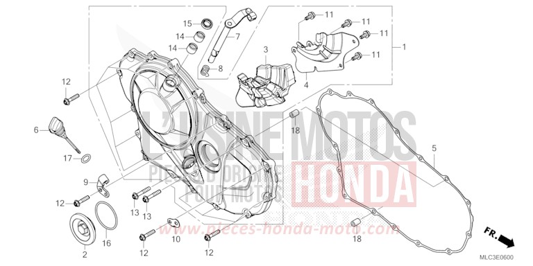RIGHT CRANKCASE COVER for Transalp 750 ROSS WHITE (NH196) from 2023